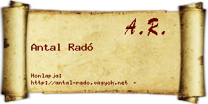 Antal Radó névjegykártya